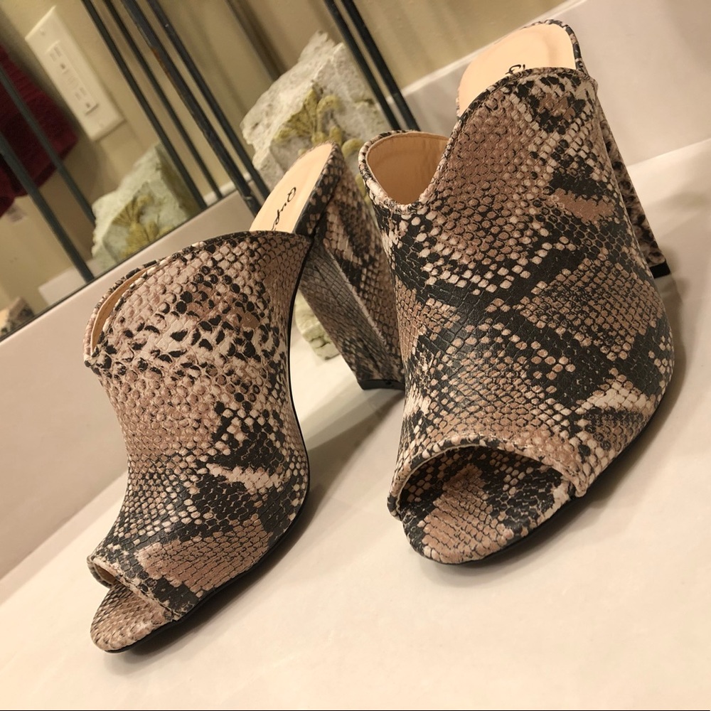 Qupid Snakeskin Cashmere Heels